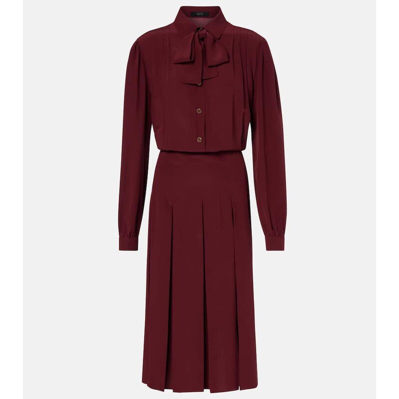 Gucci Pleated silk crÃªpe de chine midi dress