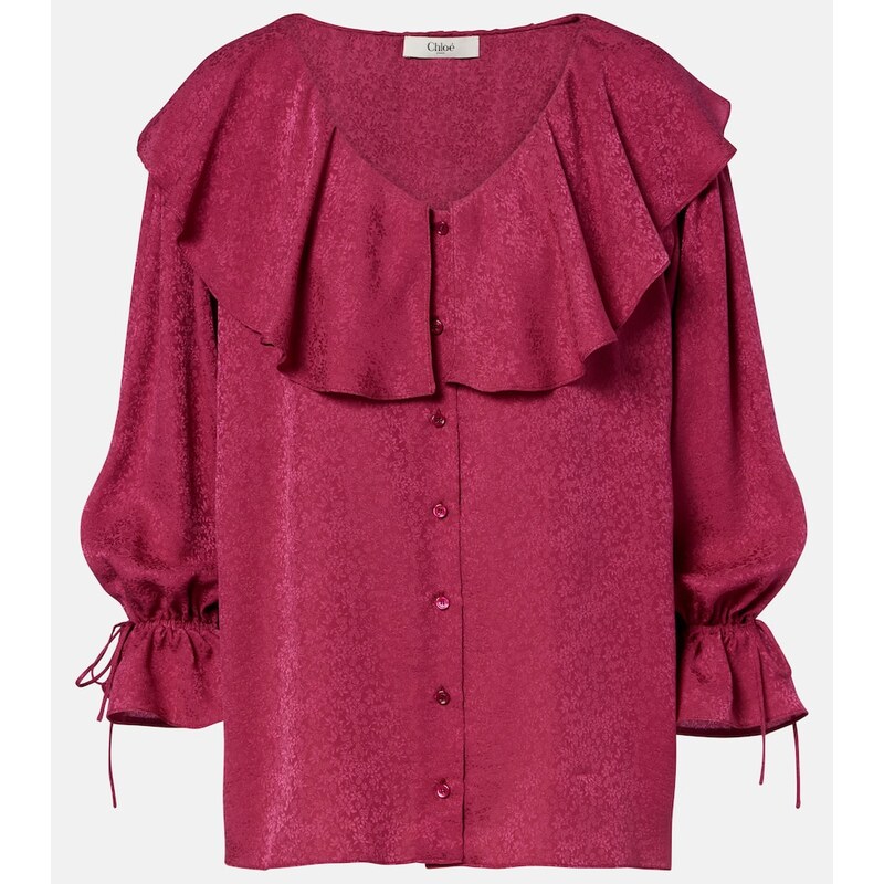 Chloe ChloÃ Ruffled silk jacquard blouse