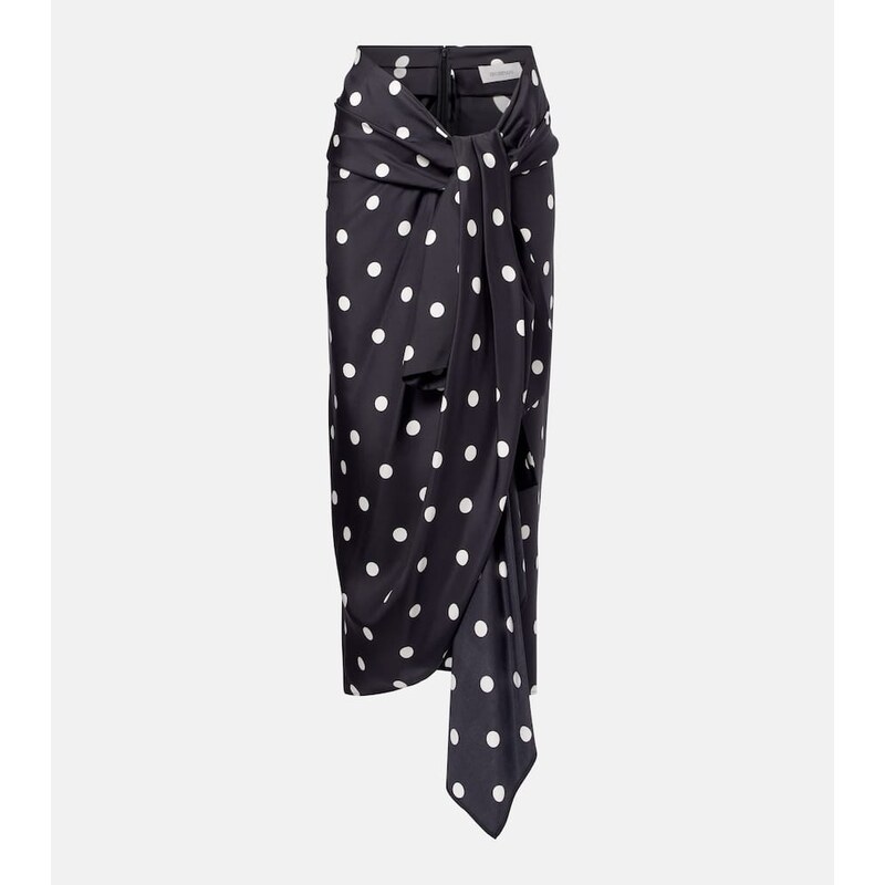 Sportmax Polka-dot silk satin wrap skirt