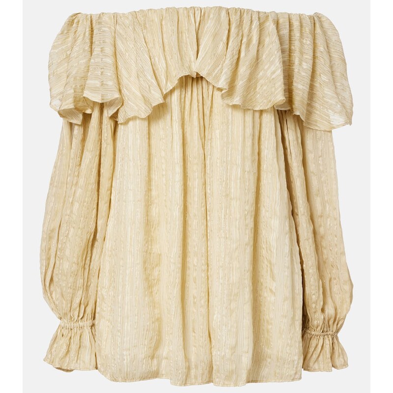 Xu Zhi Ruffled striped silk-blend top