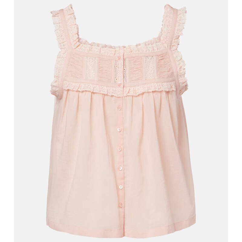 Dôen Fidella lace-trimmed cotton top