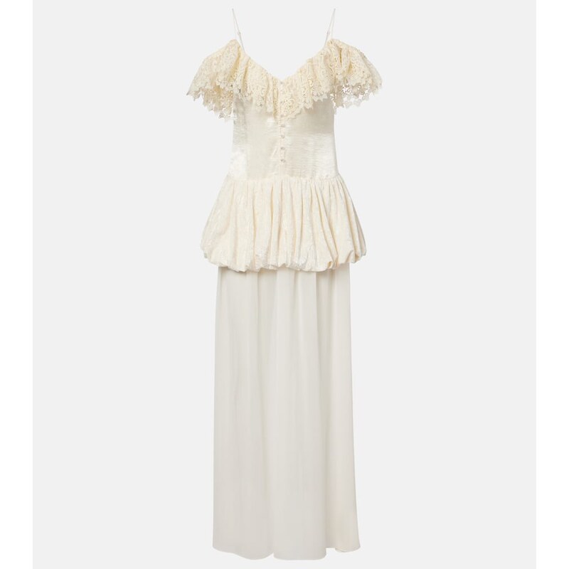 Xu Zhi Lace-trimmed peplum maxi dress