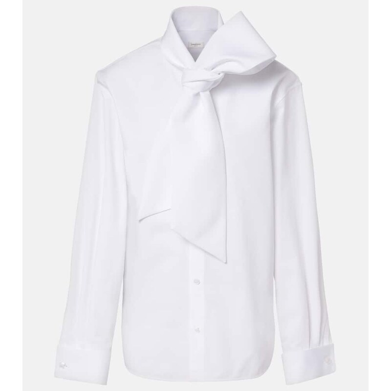 Saint Laurent Tie-neck cotton poplin shirt