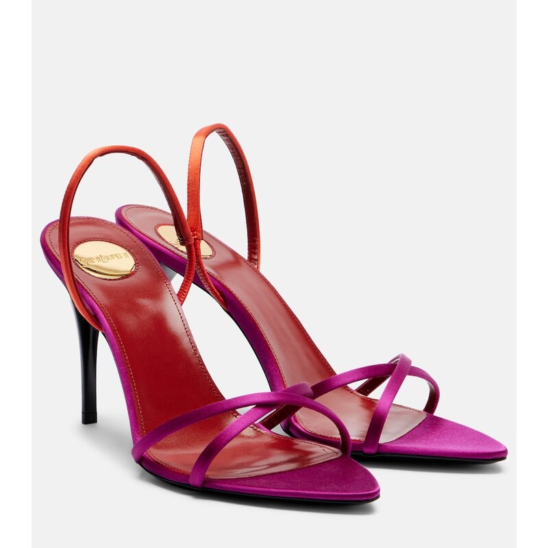 Saint Laurent Justify crÃªpe satin slingback sandals