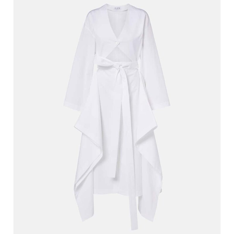 Alaia AlaÃ¯a Cutout cotton poplin midi dress