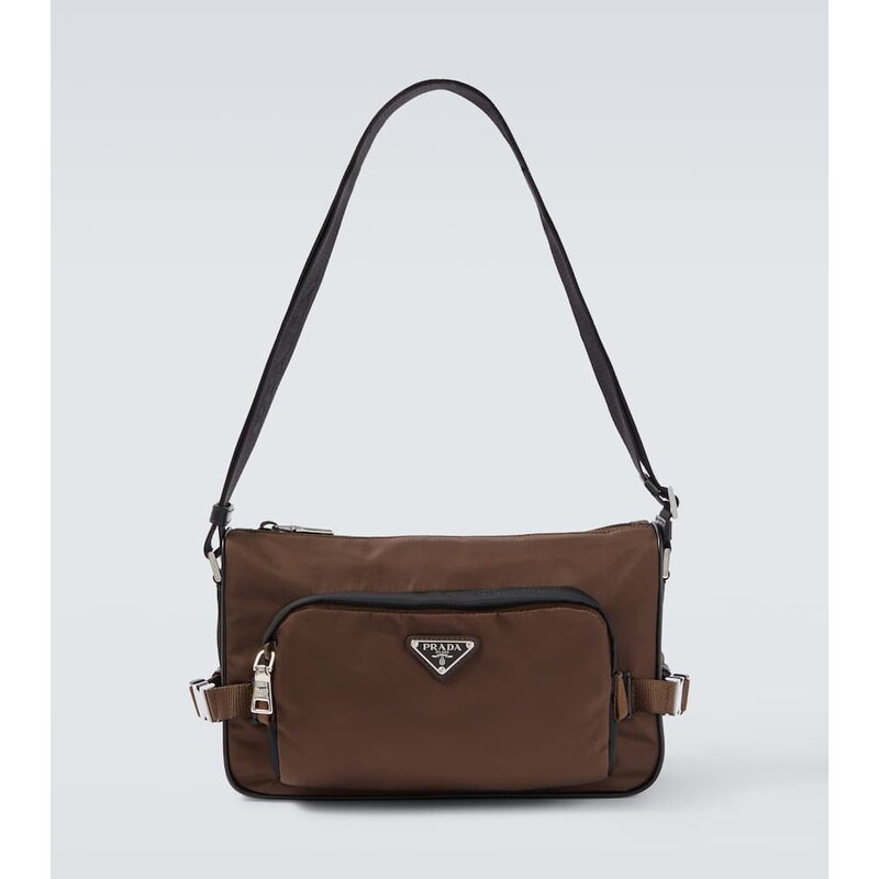 Prada Re-Nylon náhrdelní taška v barvě černá/Grizzly