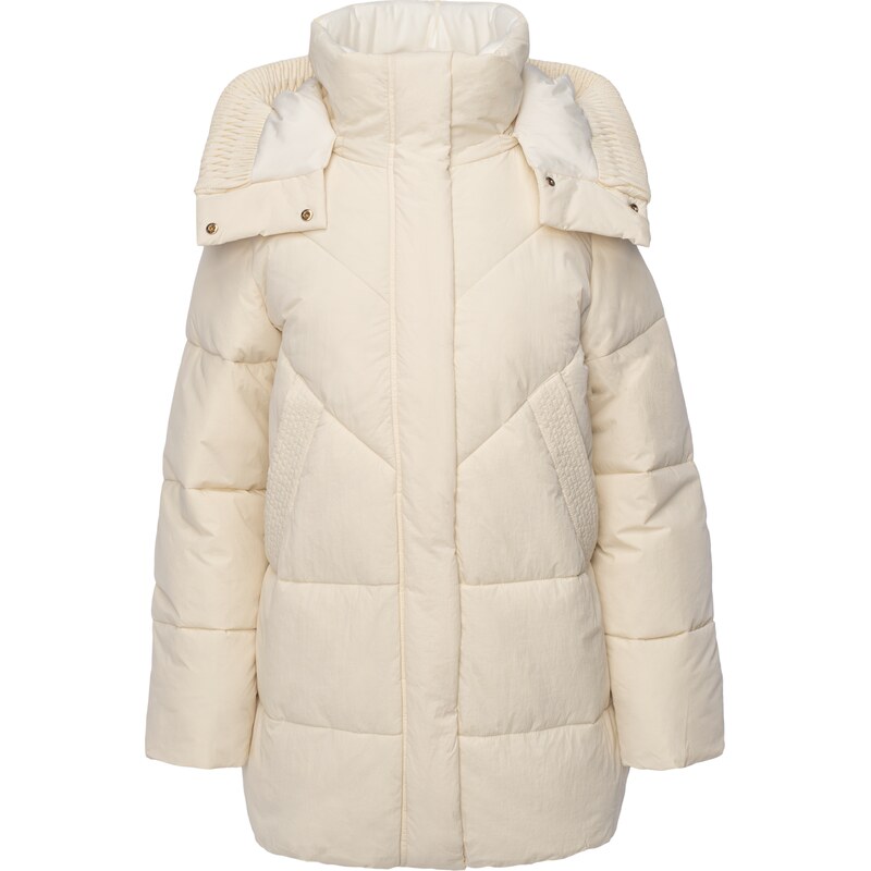 Dámská Zimní prošívaná bunda GUESS ELEONOR HOODIE PUFFER W5BLBKW0492-G012 – Béžová