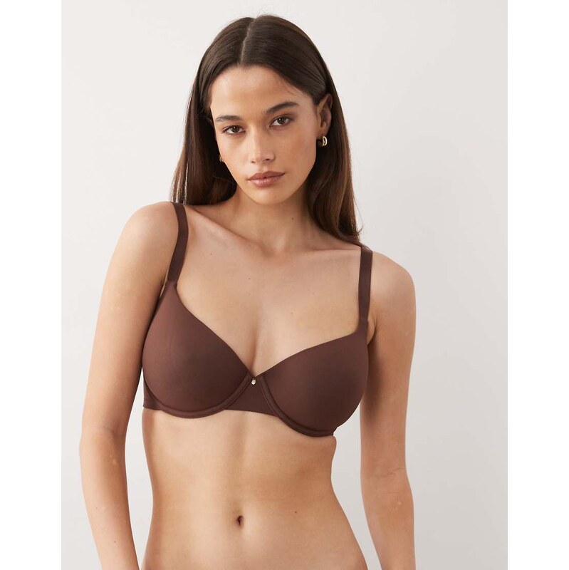 ASOS DESIGN Fuller Bust moulded t-shirt bra in in chocolate