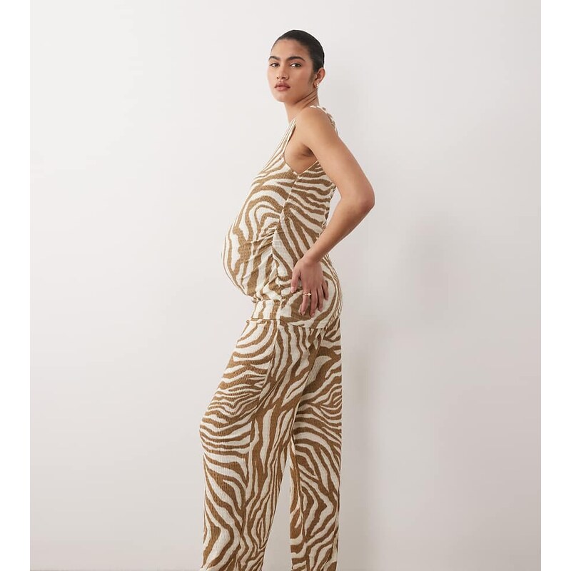 Vero Moda Maternity wide leg textured jersey trouser co-ord