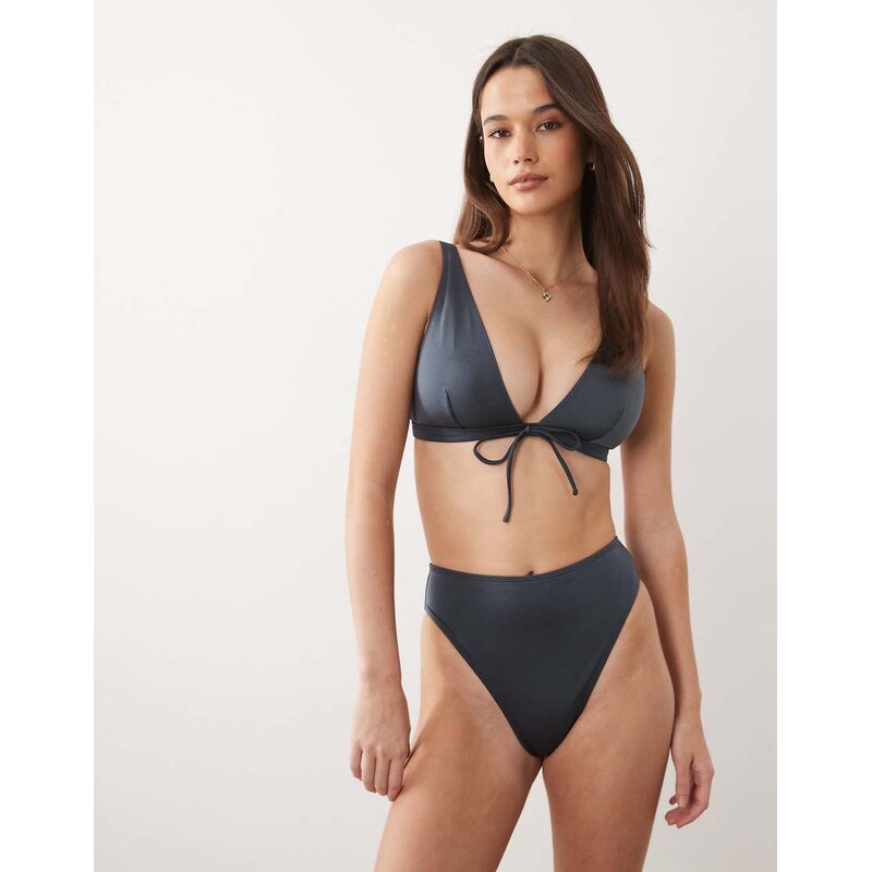 ASOS DESIGN Fuller Bust Maya Alice tie front plunge bikini top