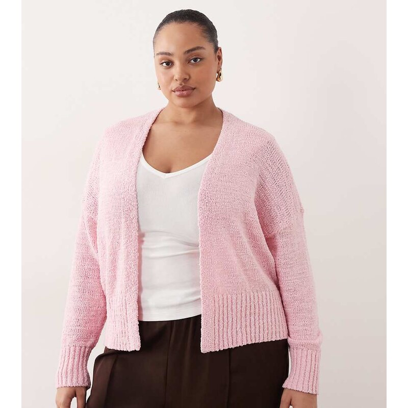 ASOS Curve ASOS DESIGN Curve slub edge to edge cardigan in pink-Green 115519446