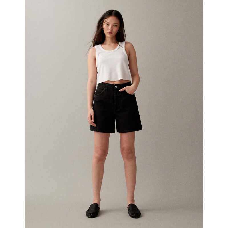 ASOS DESIGN denim dad short in washed black