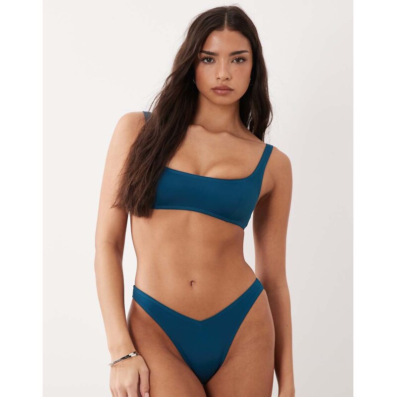 ASOS DESIGN Maya Mirissa scoop crop bikini top in inky blue