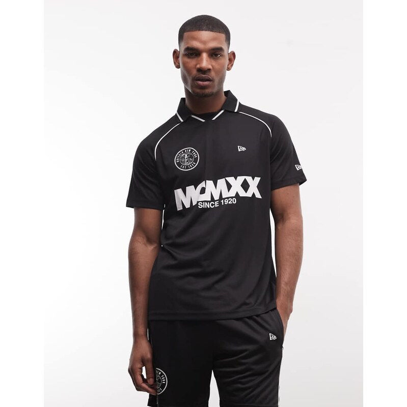 New Era logo football jersey top co-ord in black