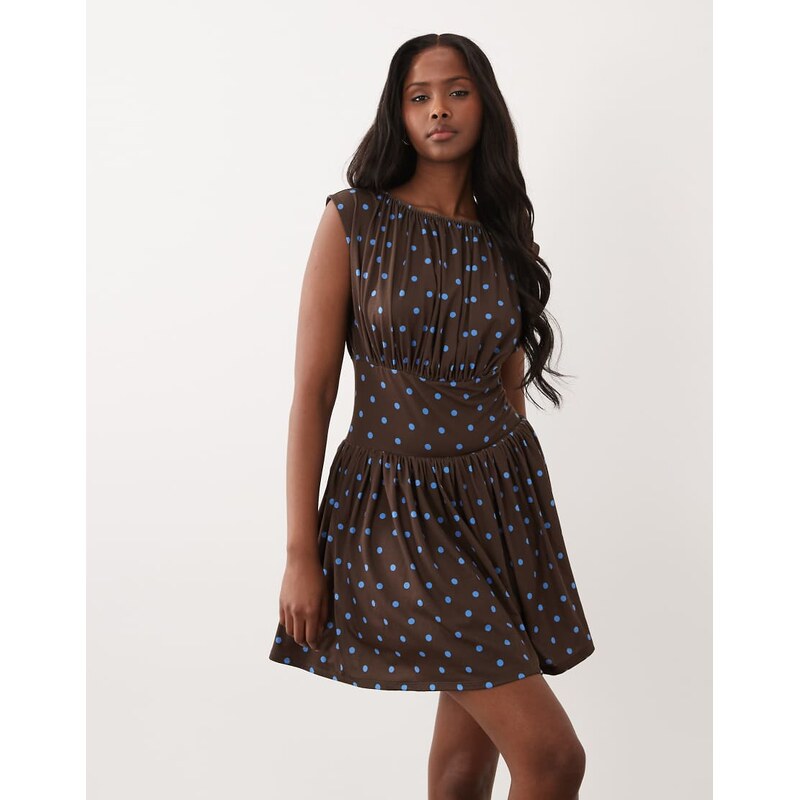 ASOS DESIGN sleeveless cinched waist mini dress in light blue