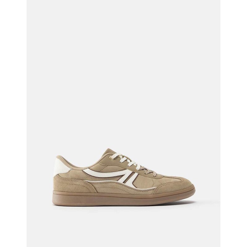 Pull&Bear Retro lace-up trainers in sand-Multi 114157369