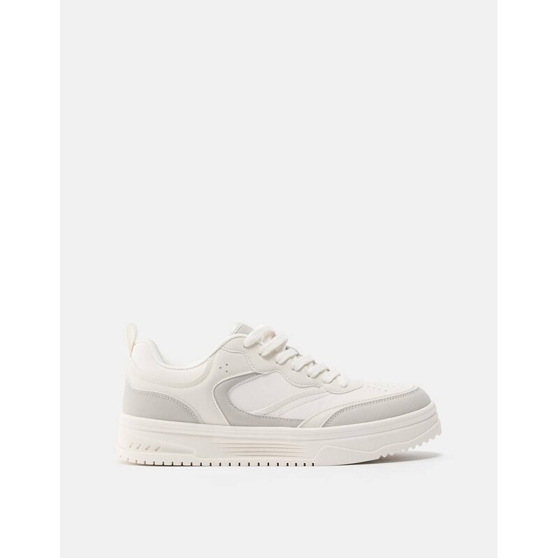 Pull&Bear Stwd multi-piece trainers in ecru-White