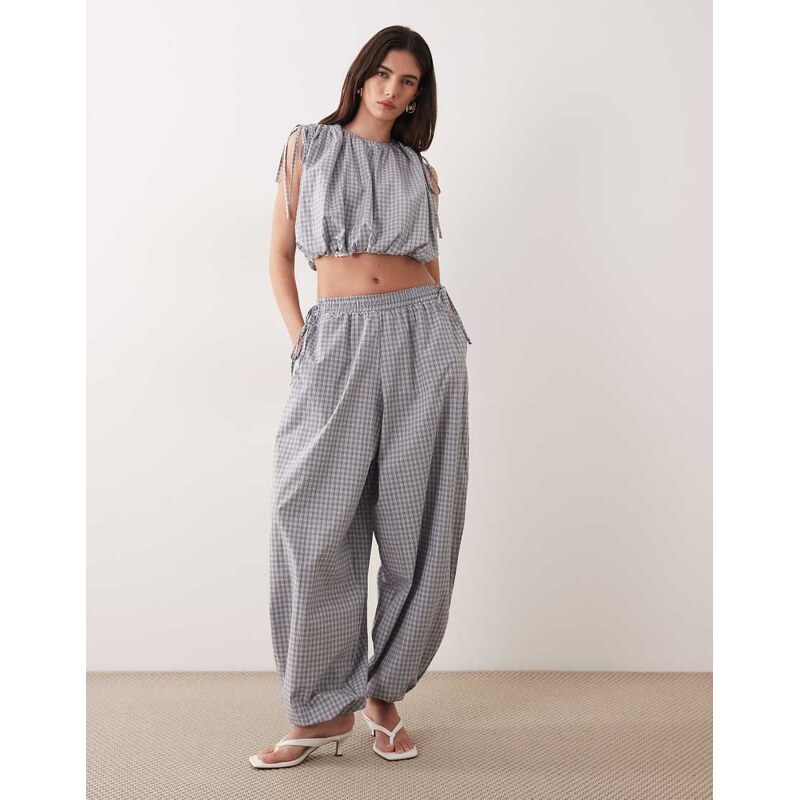 Ghospell elasticated waist tie side detail balloon trousers co-ord in 114385329