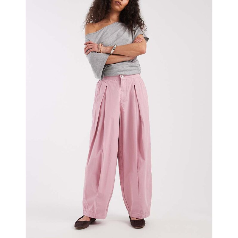 Miss Selfridge casual barrel leg trouser in pink