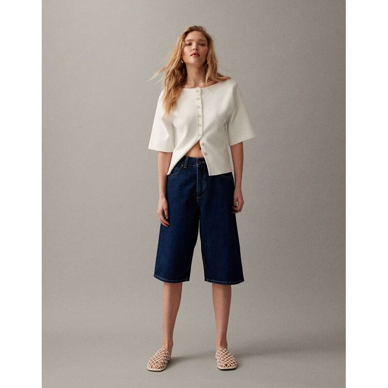 ASOS DESIGN baggy bermuda short in rinse-Blue