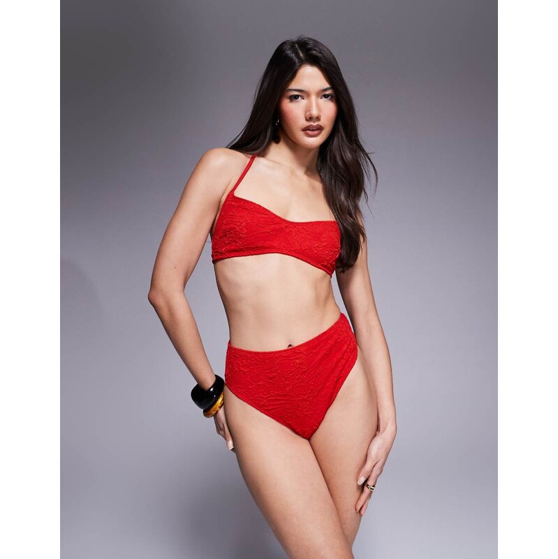 ASOS DESIGN Cassi Azores high leg high waist bikini bottom in