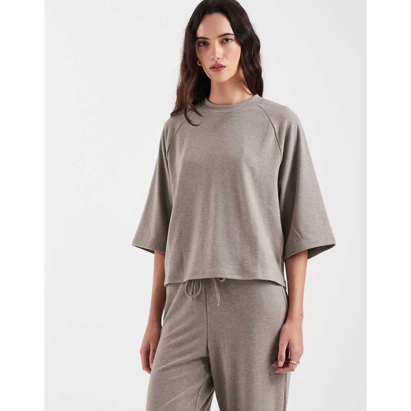 ONLY soft texture boxy t-shirt co-ord in light brown