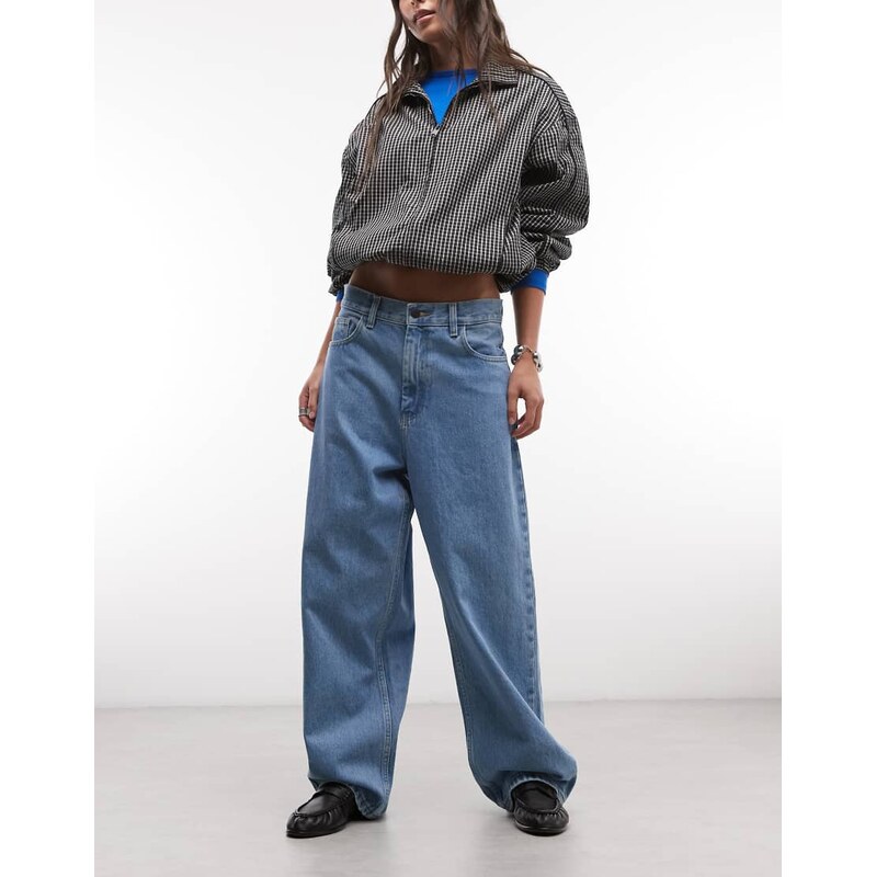 Carhartt WIP brandon loose straight fit jeans in mid wash-Blue