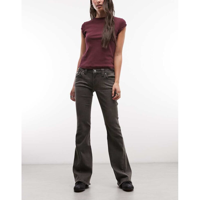 True Religion low rise flare jeans in charcoal-Grey 108499674