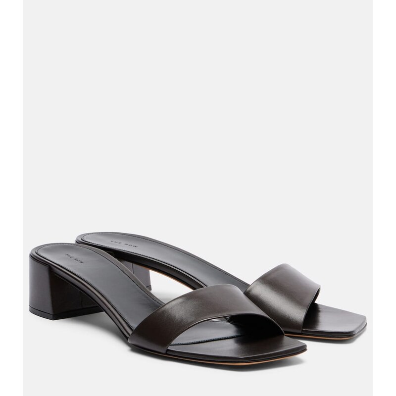The Row Chocolate leather mules