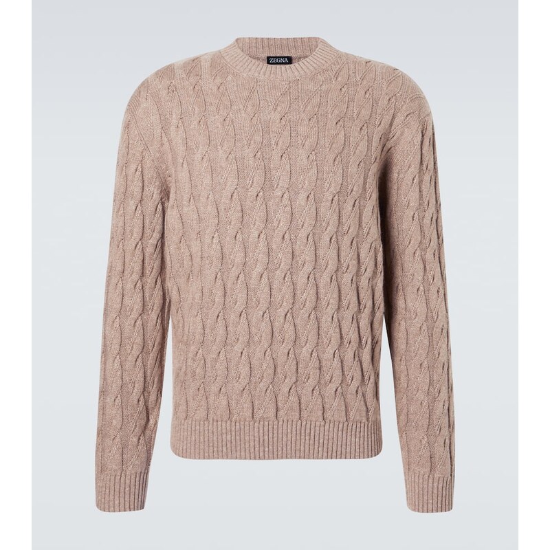 Zegna Cable-knit linen, cashmere, and silk sweater
