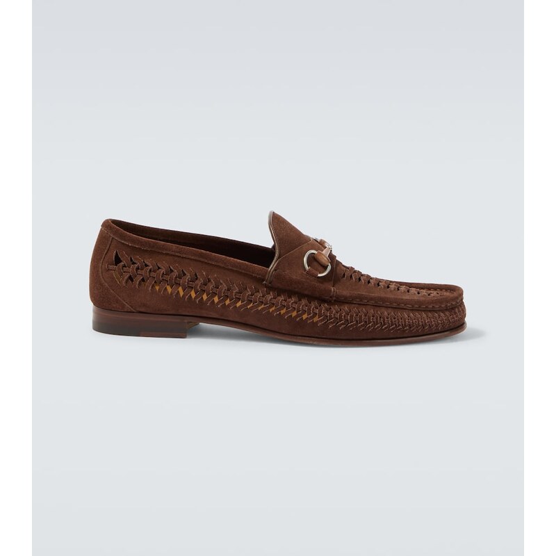 Gucci Bamboo Horsebit woven suede loafers