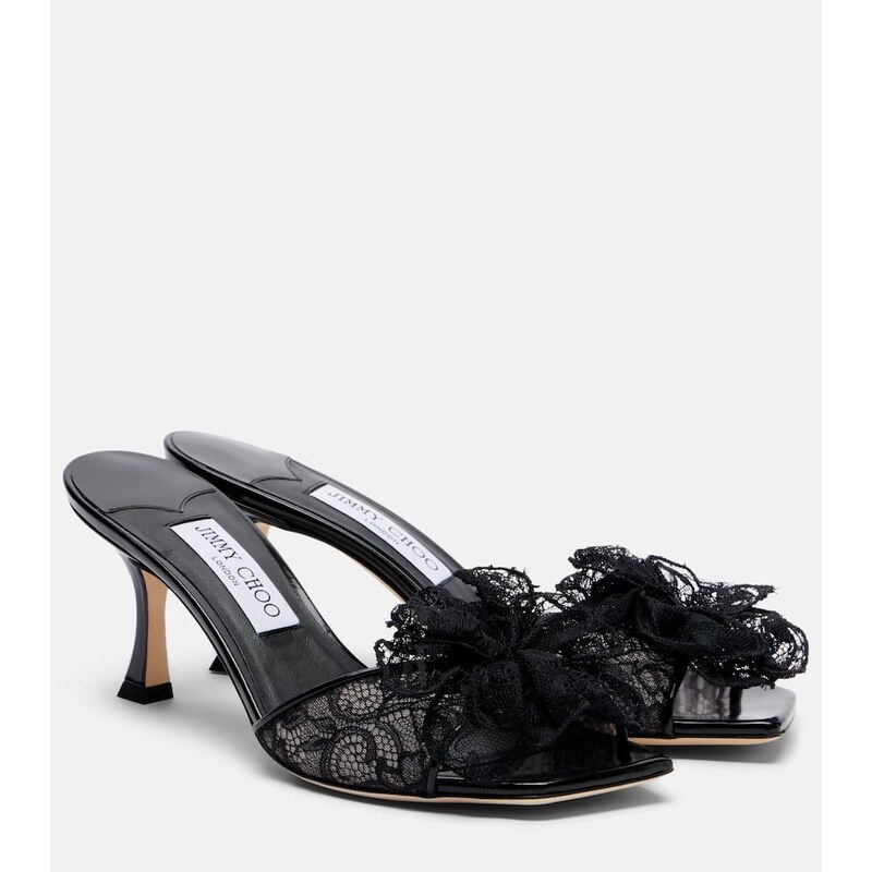 Jimmy Choo Skye Corsage floral-appliquÃ lace mules