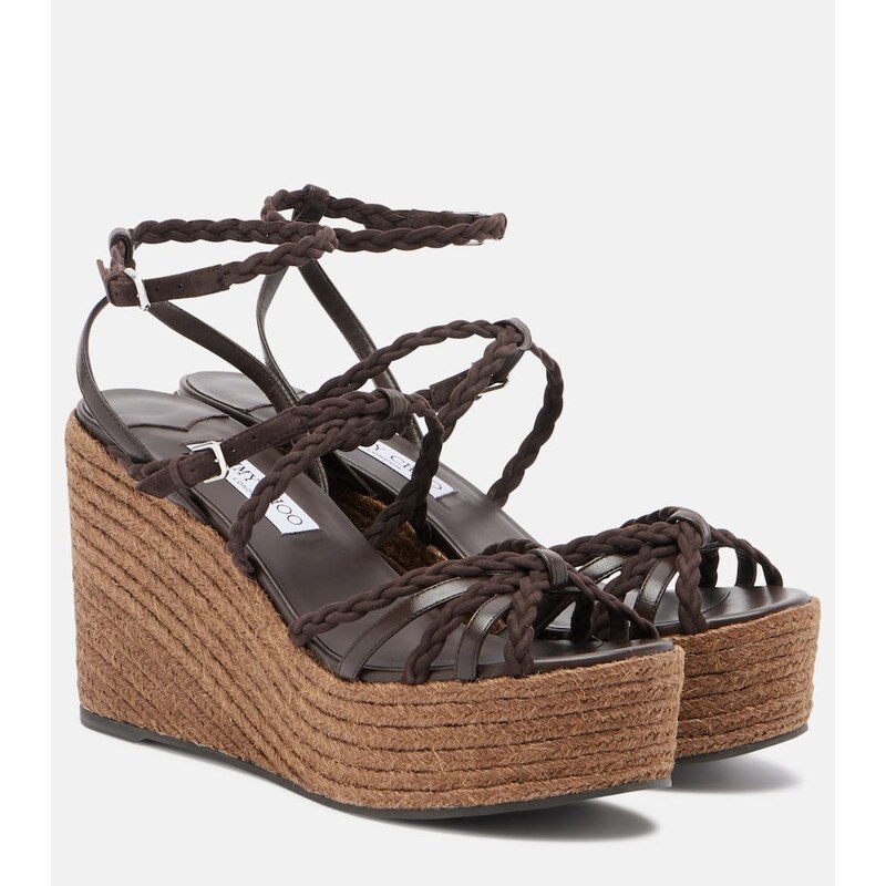Jimmy Choo Nyra braided leather espadrille wedges