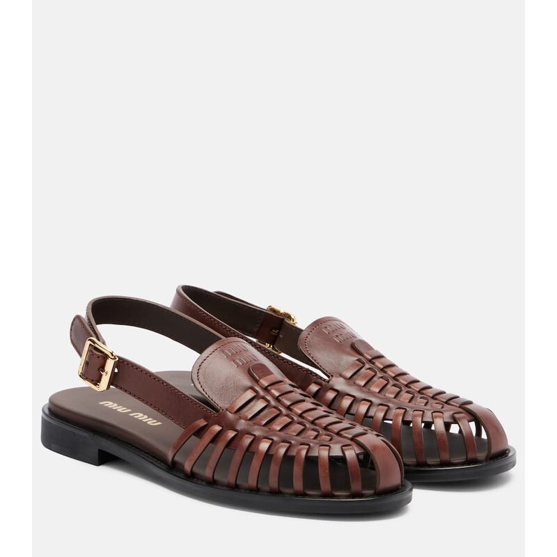 Miu Miu Leather slingback fisherman sandals