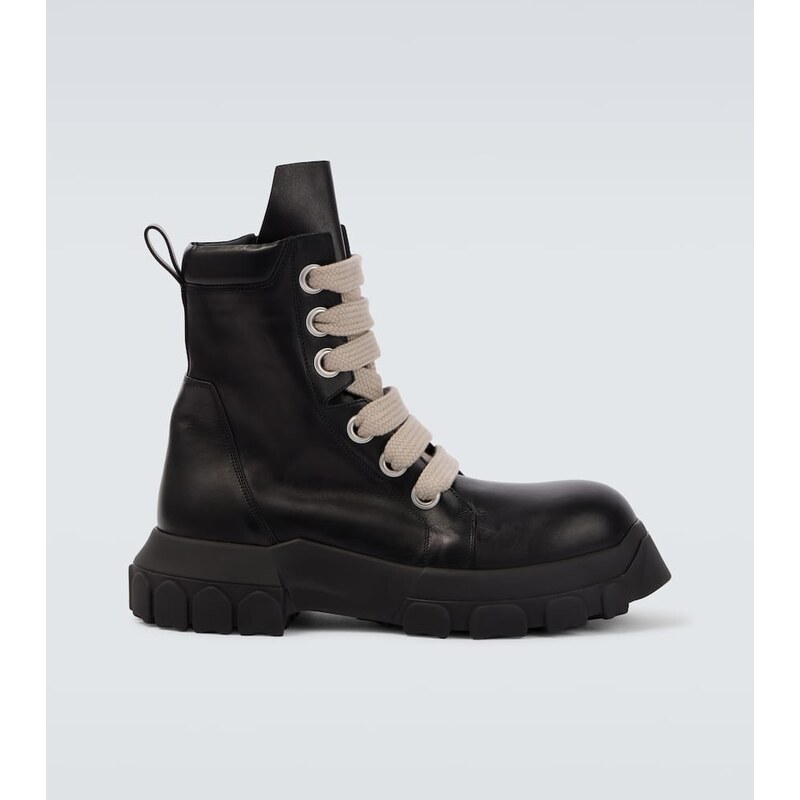 Rick Owens Jumbolace Army leather combat boots