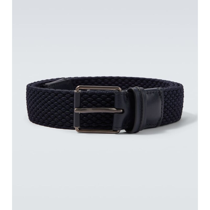 Zegna Braided leather-trimmed belt