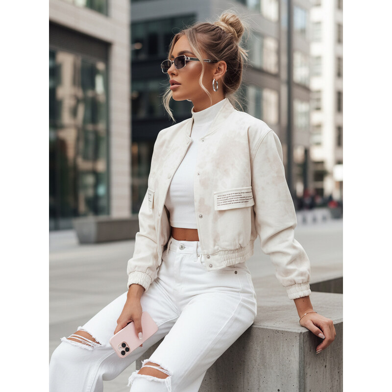 BASIC Světle béžová crop bomber bunda SERRO