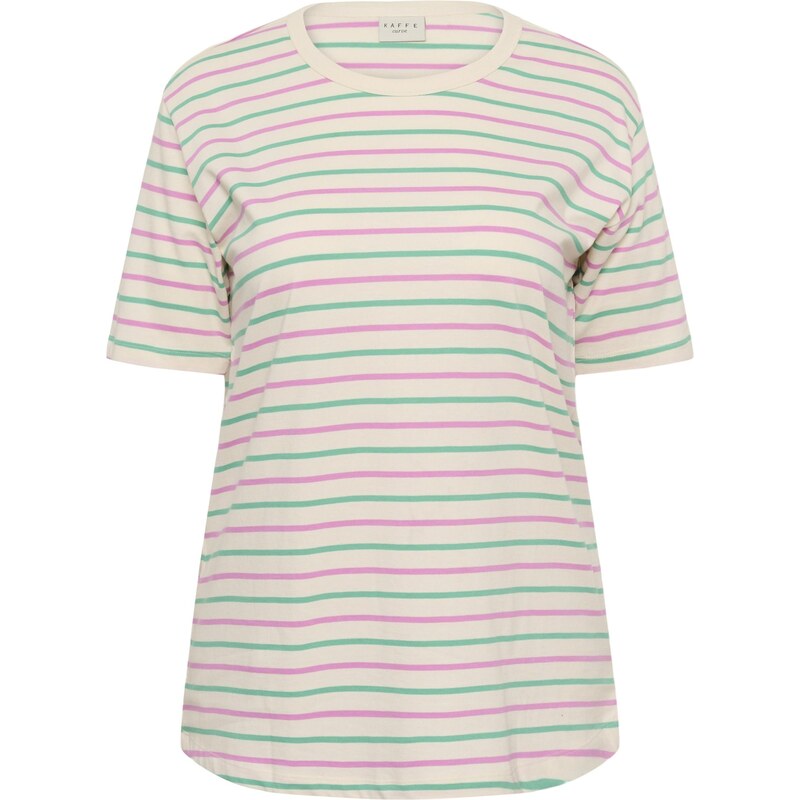 KAFFE CURVE Tričko krémová / zelená / pink