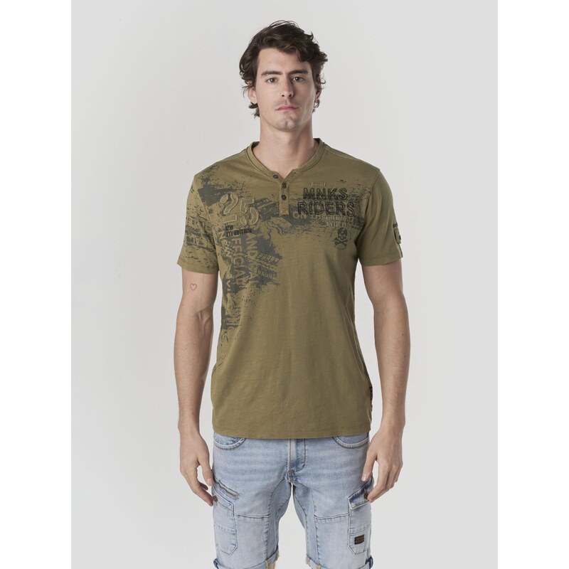 KOROSHI Tričko antracitová / khaki