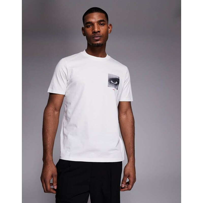 HUGO Red deyss eye graphic print regular fit t-shirt in white