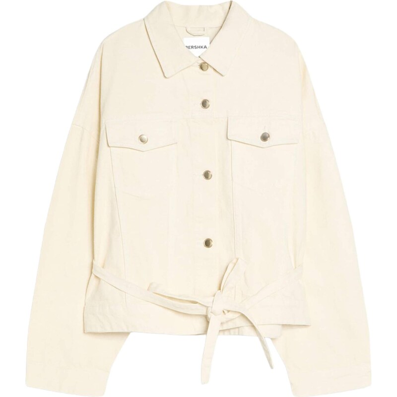 Bershka Přechodná bunda krémová