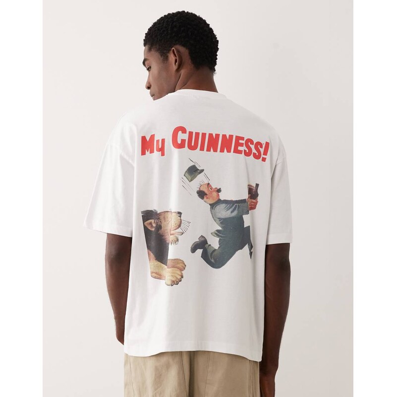 ASOS DESIGN oversized t-shirt with Guinness print in white