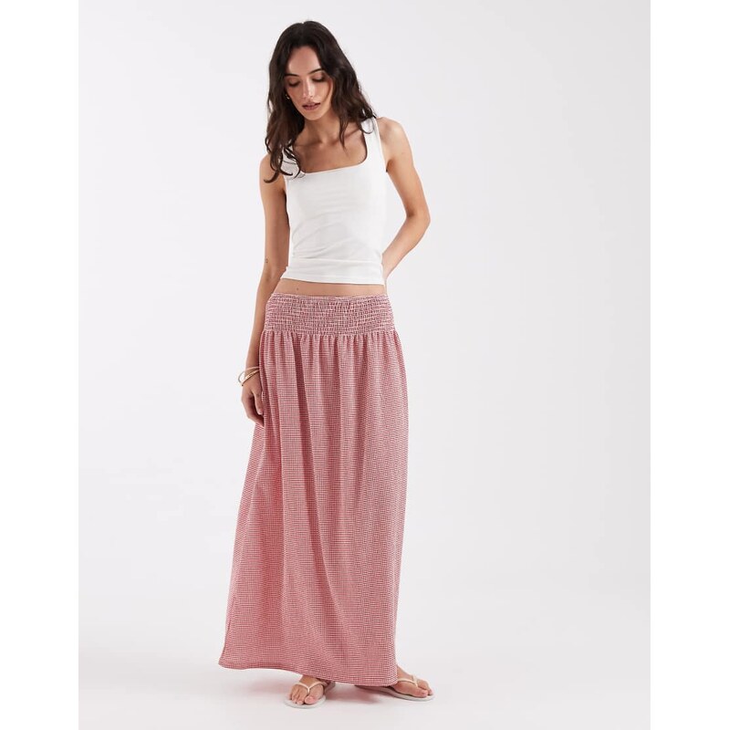 ONLY maxi skirt in red gingham