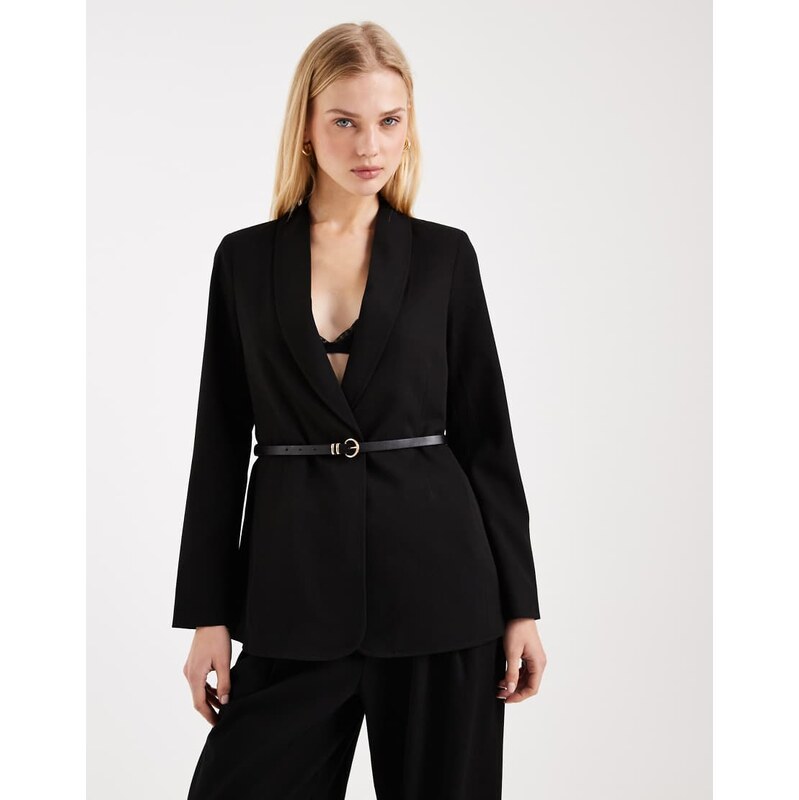 Vero Moda loose fit belted blazer co-ord in black 114898470