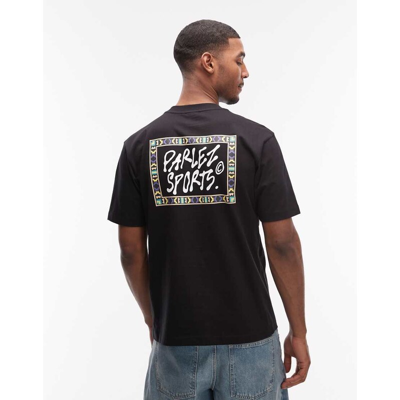 Parlez tribe t-shirt with back print graphic in black