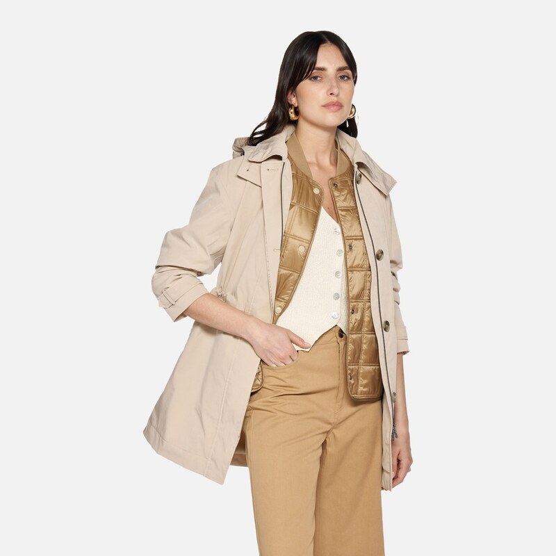 Béžová dámská parka Geox Mantinea 114204805