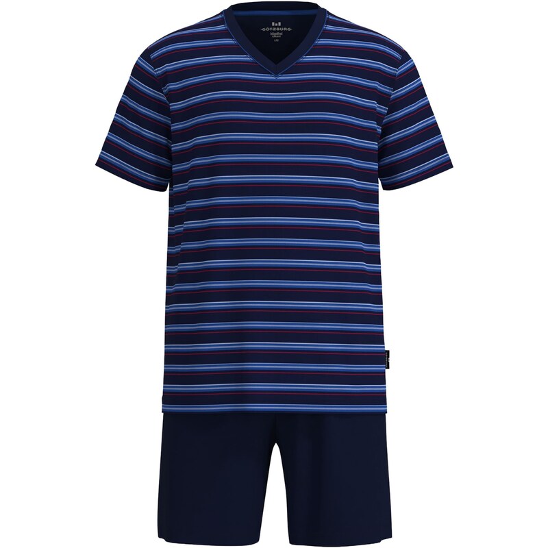 Götzburg Pyžamo krátké azurová / tmavě modrá / červená / bílá