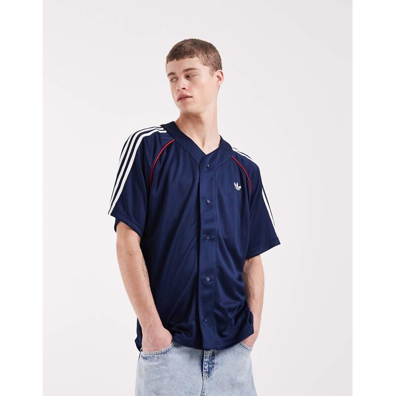 adidas Originals Adicolor baseball jersey in blue and red 115500490