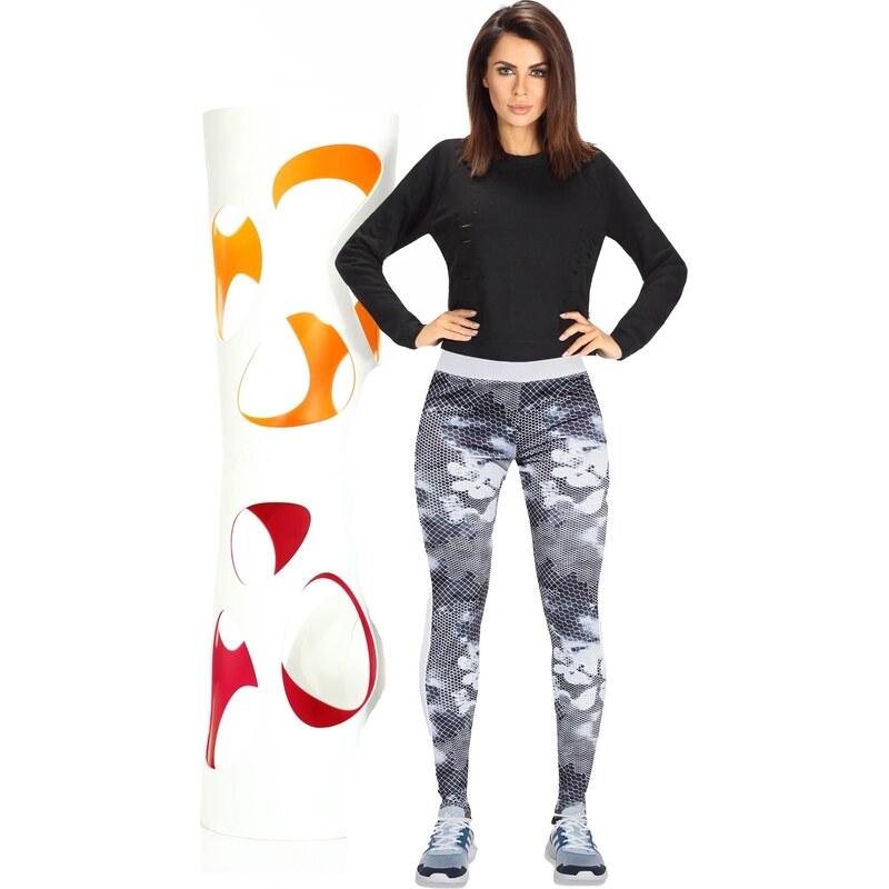BAS BLEU Dámské sportovní legíny Code white-grey 100585000