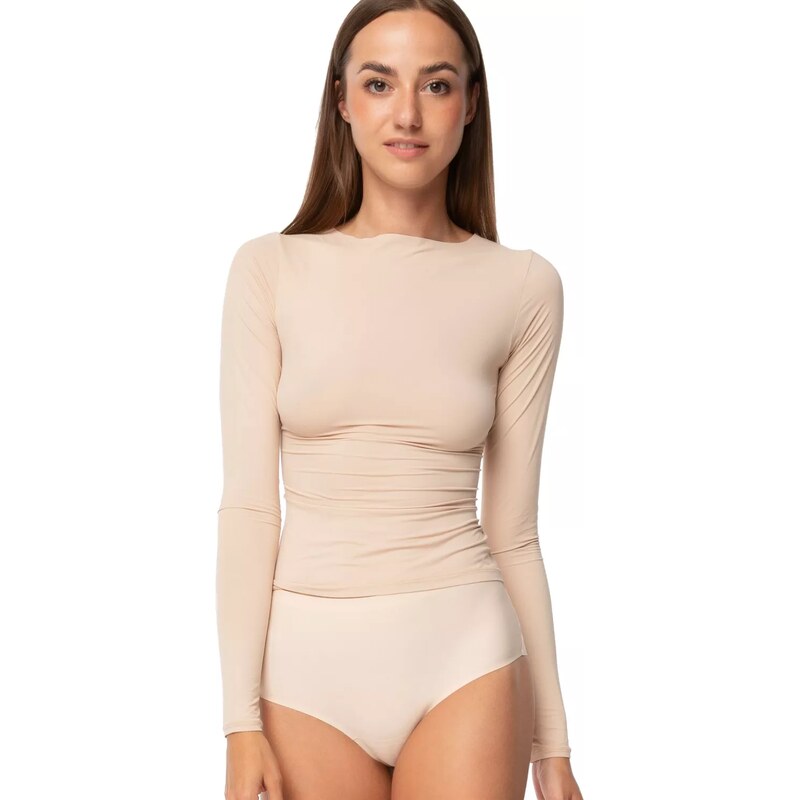 JULIMEX Dámská košilka Simple longsleeve beige 101812283